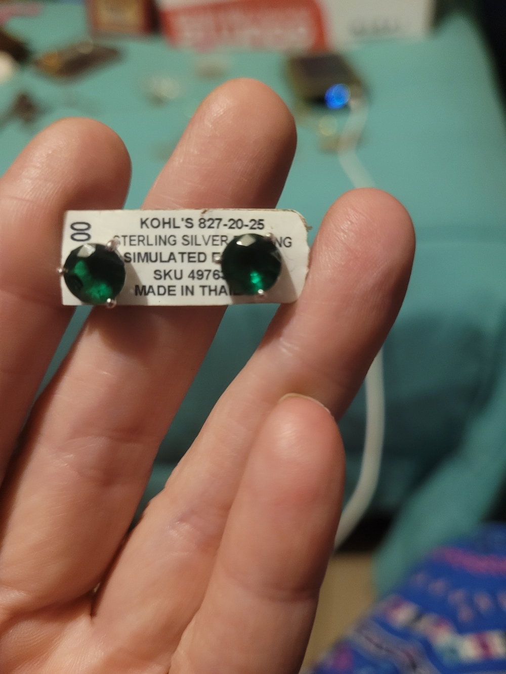Kohl's Sterling Silver Simulated Emerald Studs - Deep Green